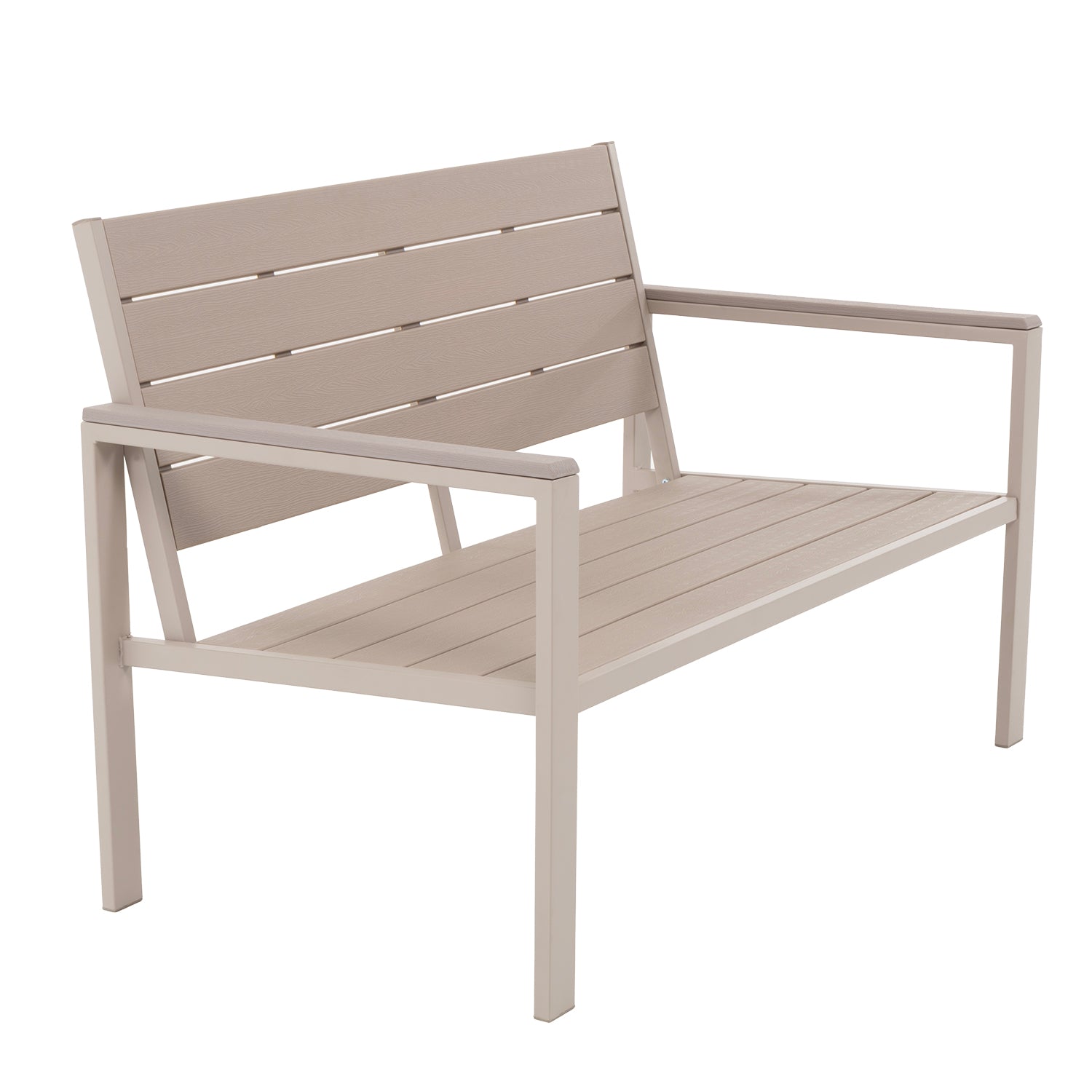 VESTIAMO CASA GIARDINO - Set da giardino 4 pezzi struttura in acciaio Beige con Doghe in HDPE Effetto Legno Tortora